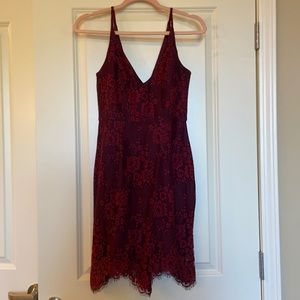 Fitted Magenta Dress with Floral Details